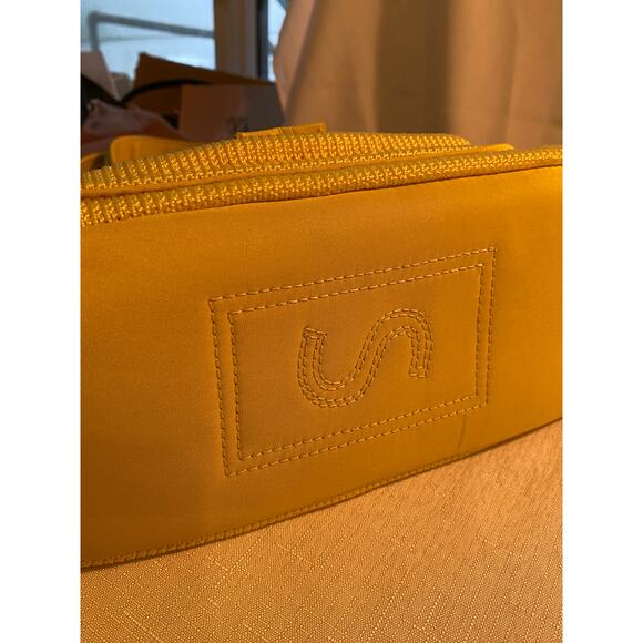 The Sak Lemon Yellow Purse / Handbag w/ Navy & Lime Accent Stripes 7 x 14 in. - Picture 6 of 8